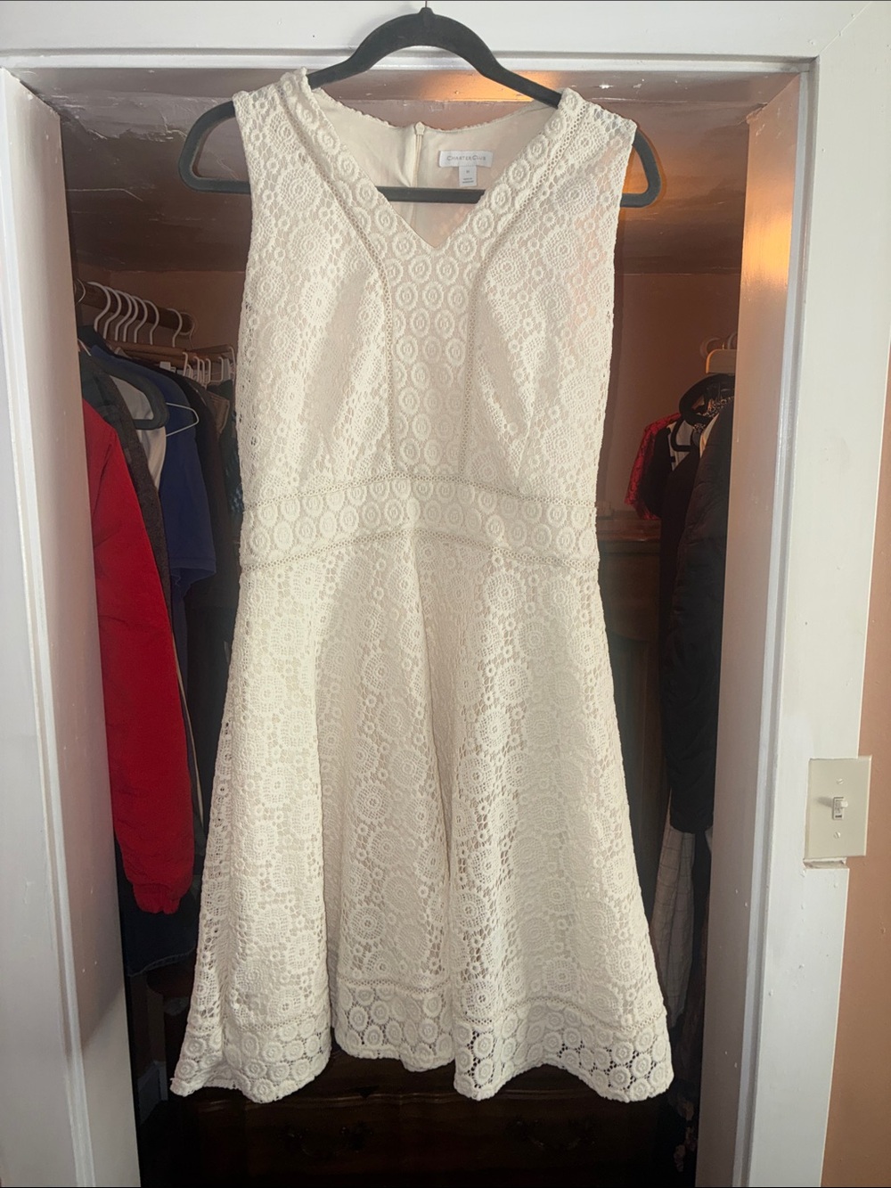 Charter Club Cream Lace Fit & Flare Dress